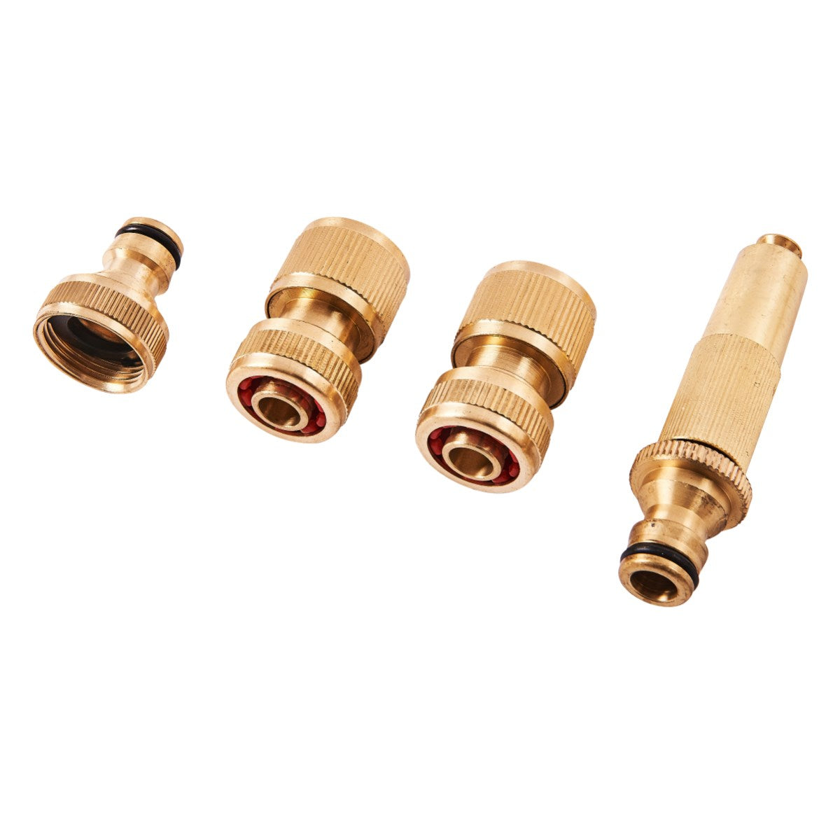 4 Piece Brass Hose Fitting Set - Durable, Long Lasting Fittings For 